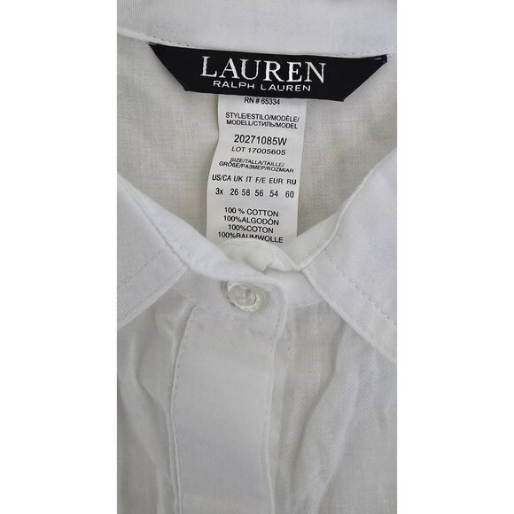 Lauren Ralph Lauren Womens 3X White Button-Up Shirt Dress 100% Cotton With Embro - Picture 4 of 8